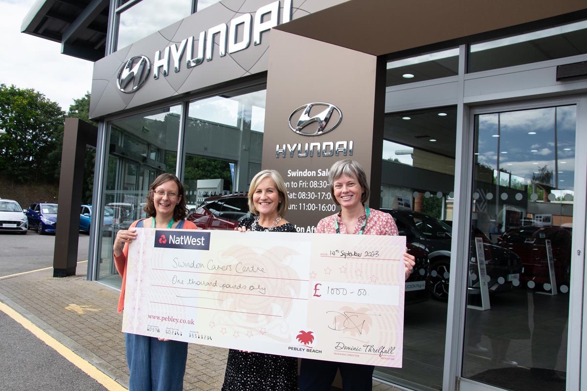Motor dealer Pebley Beach more than doubles fundraising tally for Swindon Carers Centre